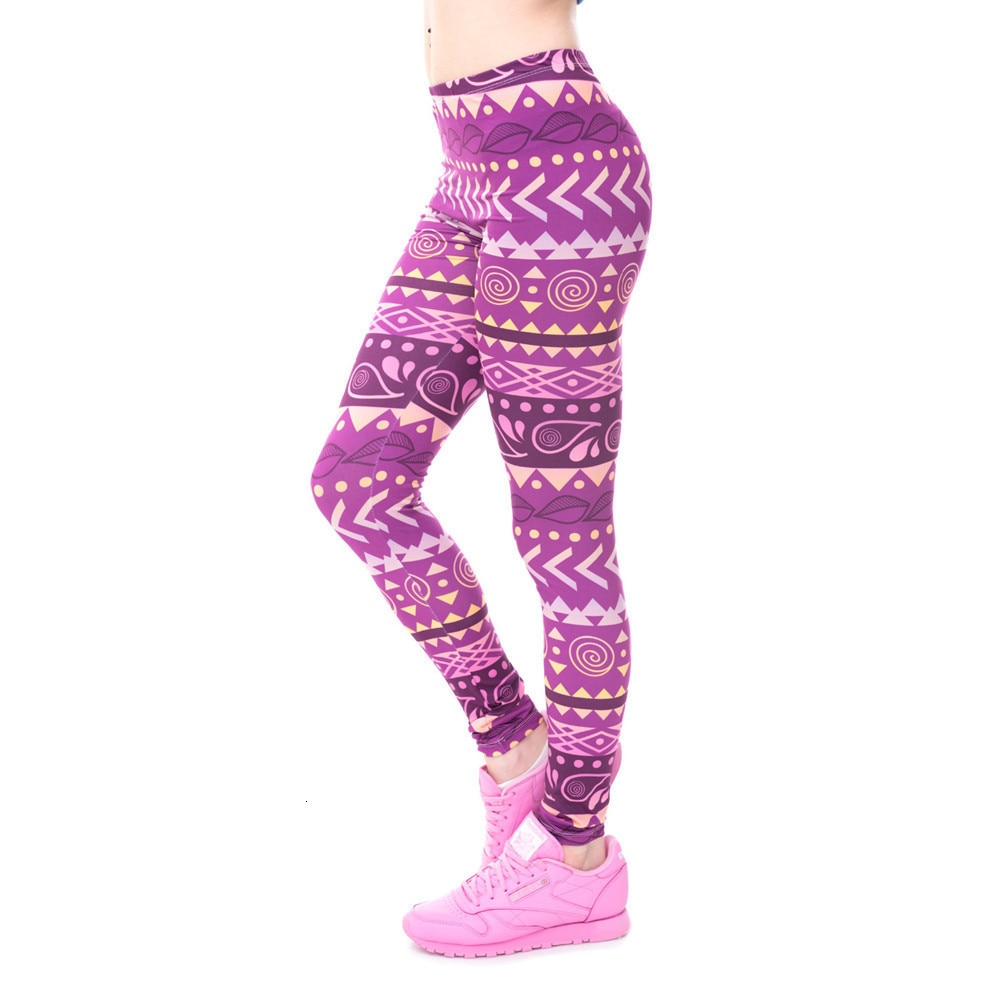 Marques femmes mode Legging aztèque rond Ombre impression leggins mince taille haute Leggings femme pantalon